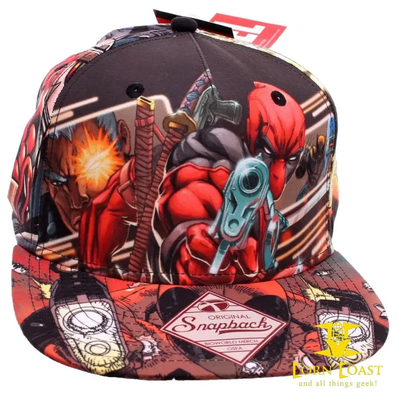 Marvel Deadpool All Over Sublimated Print Snapback Baseball Hat Oop 1
