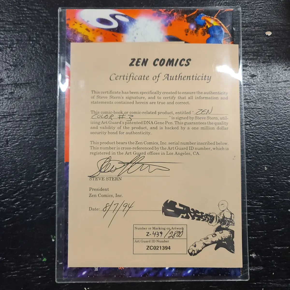 Zen Intergalactic Ninja Color (1994 Entity Volume 1) #3 Signed Stern Nm 2