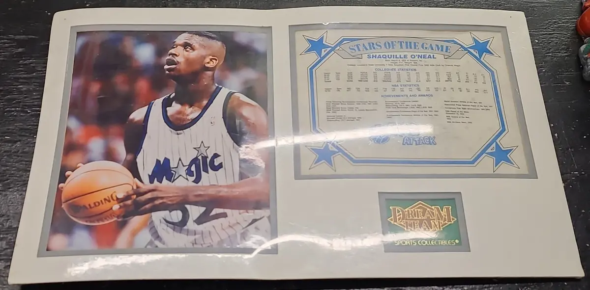Shaquille O’Neal Vintage Orlando Magic Sports Card Picture Stat Sheet Unframed 1