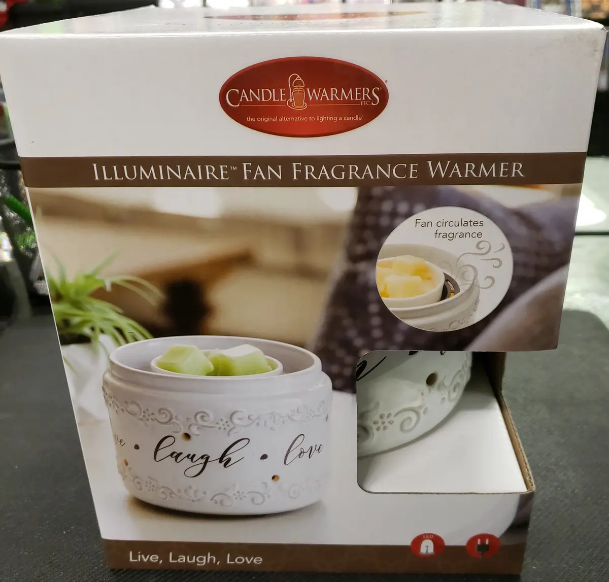 Large Live Laugh Love Pluggable Wax Cube Warmer With Fan 1