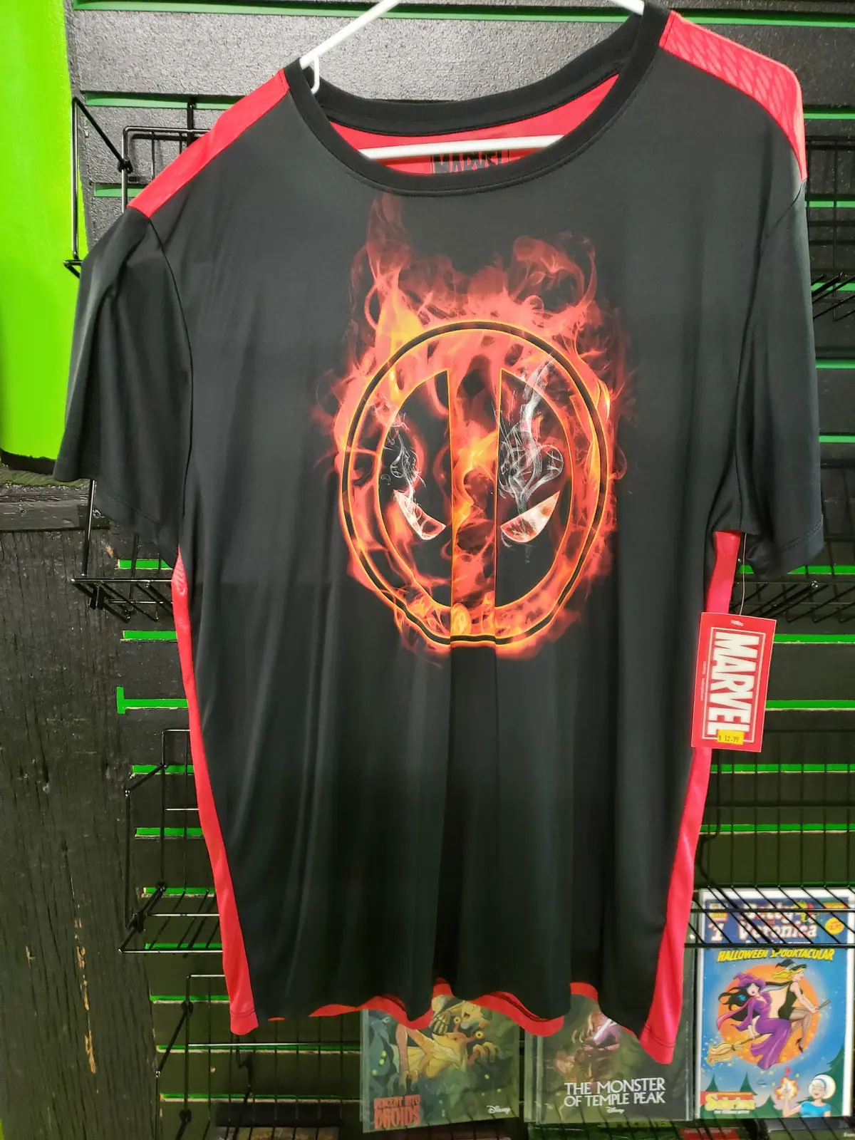 Deadpool Symbol On Fire Polyester Shirt Size Xl 1