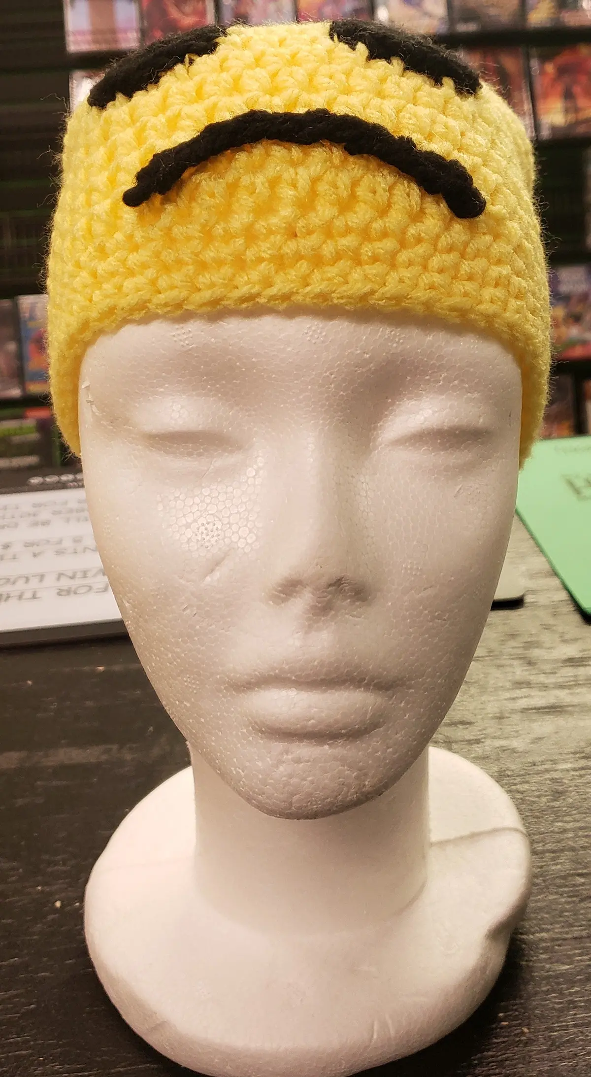 Frowning Face Emoji Adult Knitted Winter Hat 1