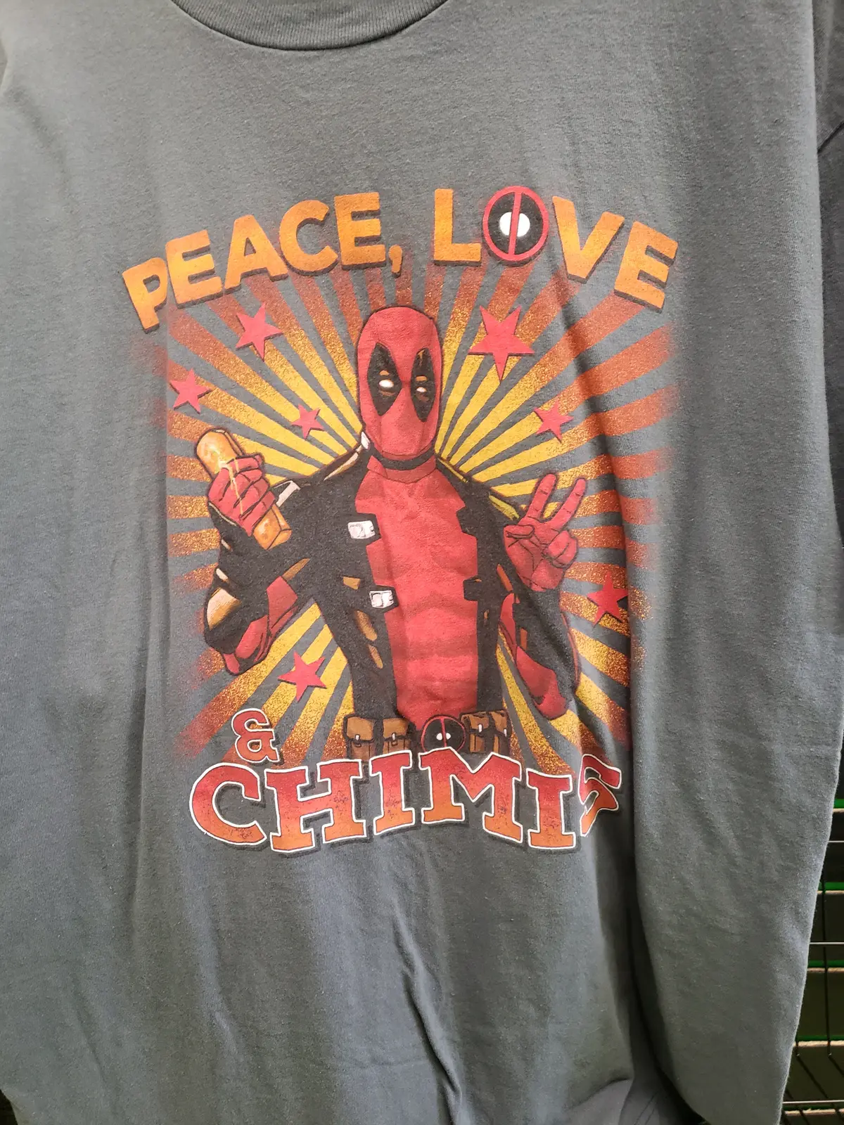 Deadpool Peace, Love, And Chimis Gray Shirt Size Xl 1