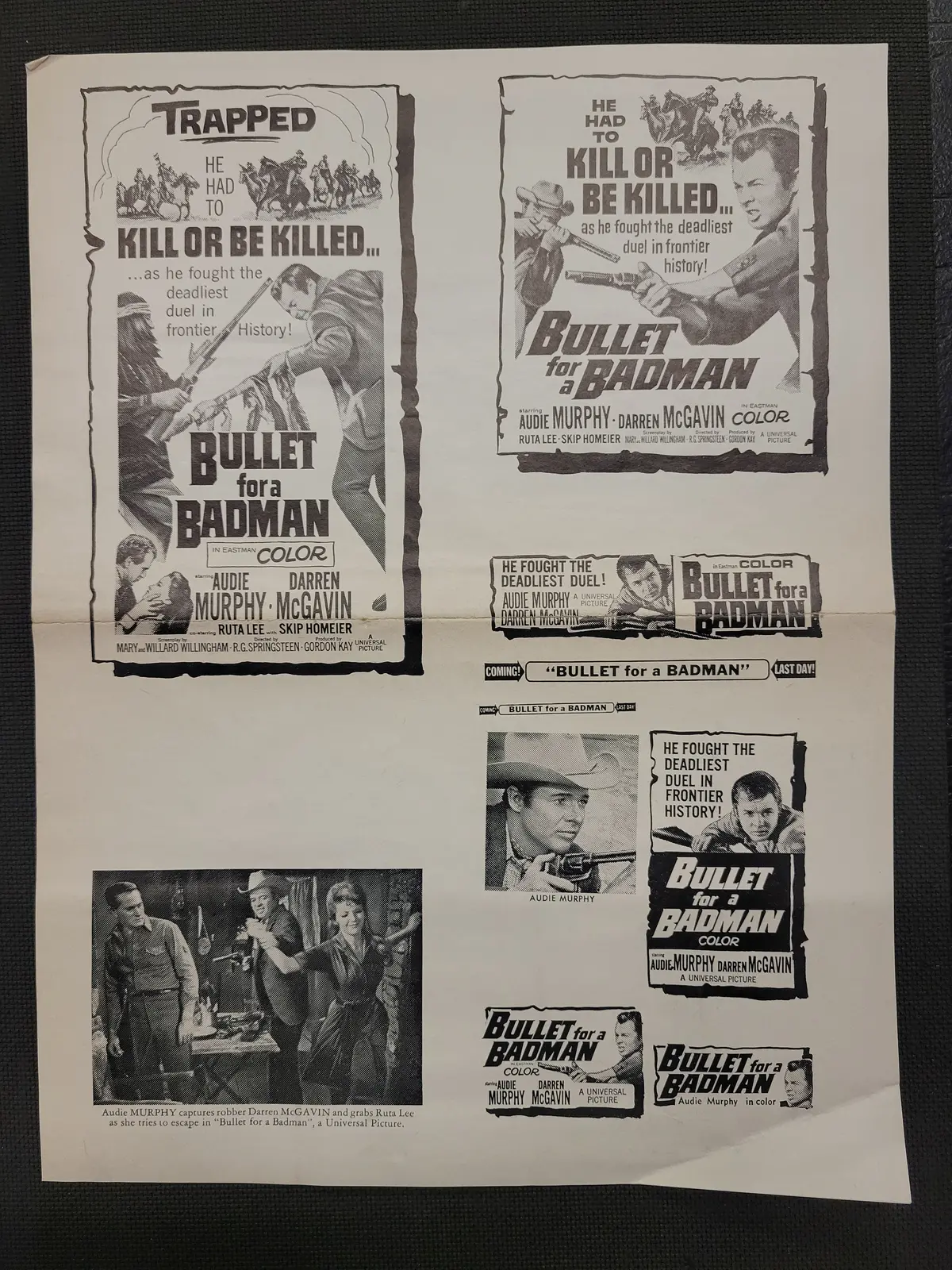 "Bullet For A Badman" Original Movie Ad Mat Mold And Ad Clip Art Print 1