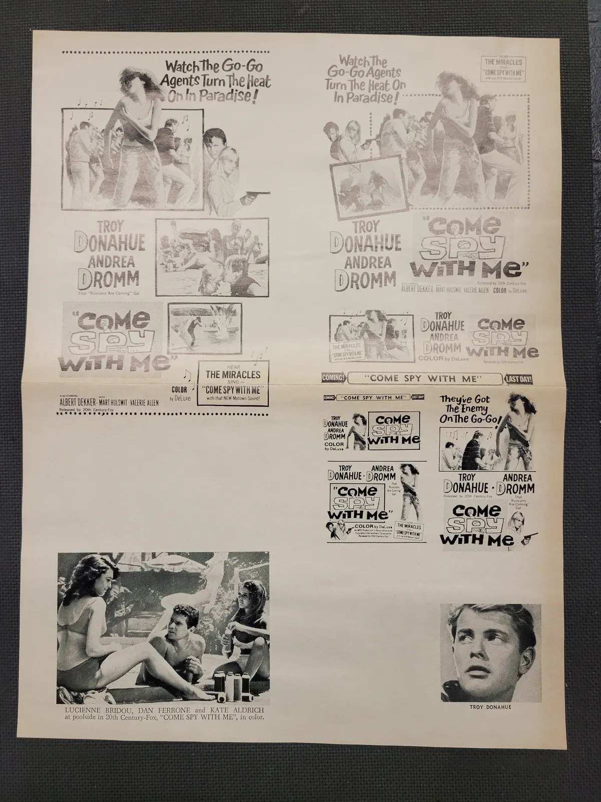 "Come Spy With Me" Original Movie Ad Mat Mold And Ad Clip Art Print 1