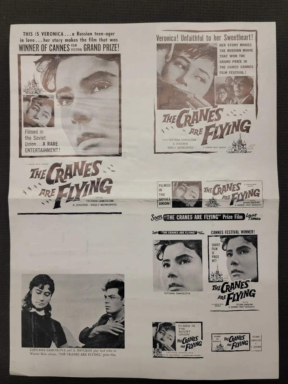 "The Cranes Are Flying" Original Movie Ad Mat Mold And Ad Clip Art Print 1