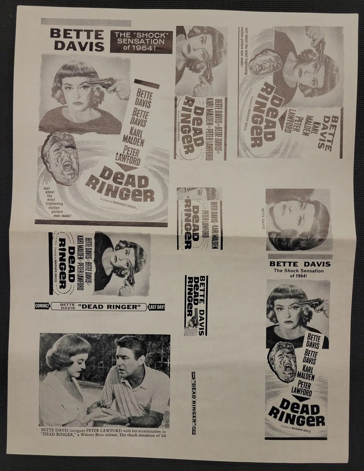 "Dead Ringer" Original Movie Ad Mat Mold And Ad Clip Art Print 1
