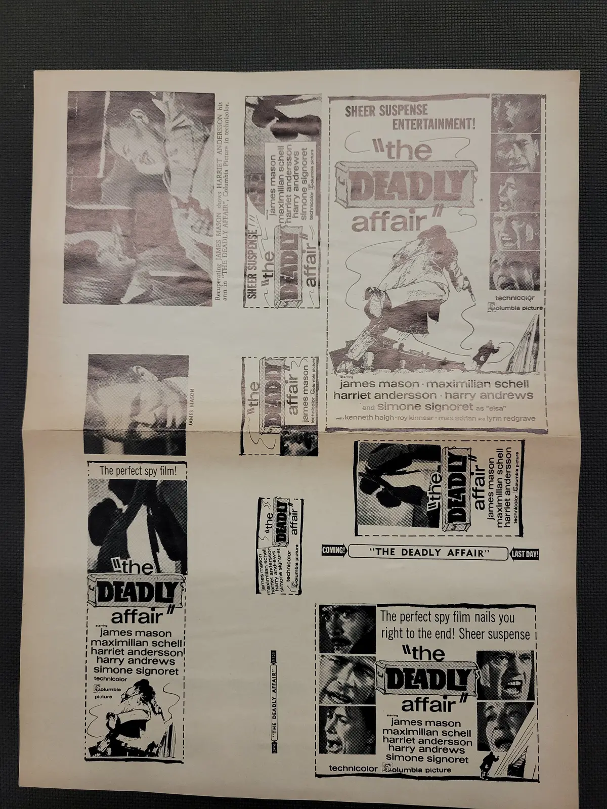 "The Deadly Affair" Original Movie Ad Mat Mold And Ad Clip Art Print 1