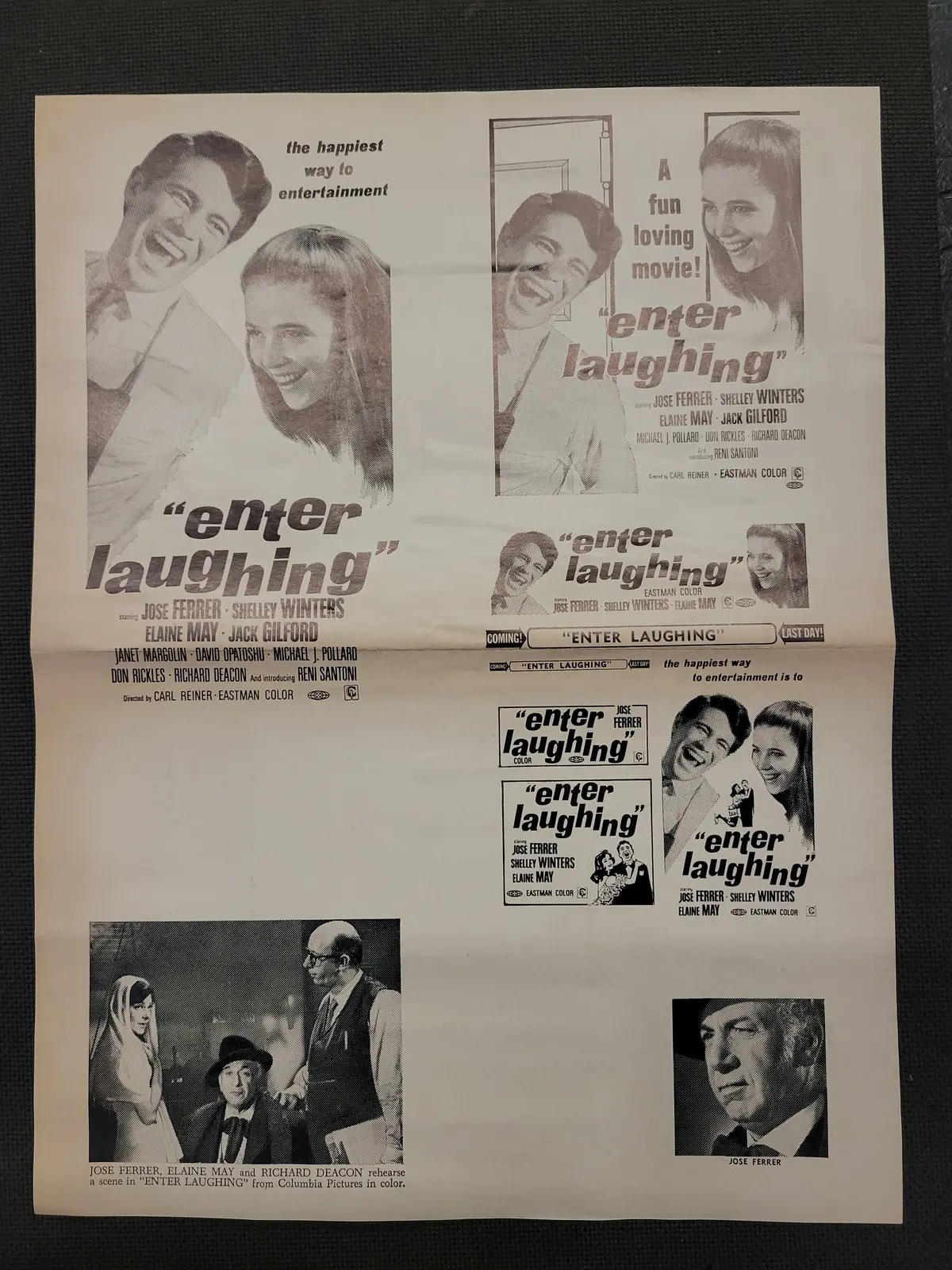"Enter Laughing" Original Movie Ad Mat Mold And Ad Clip Art Print 1