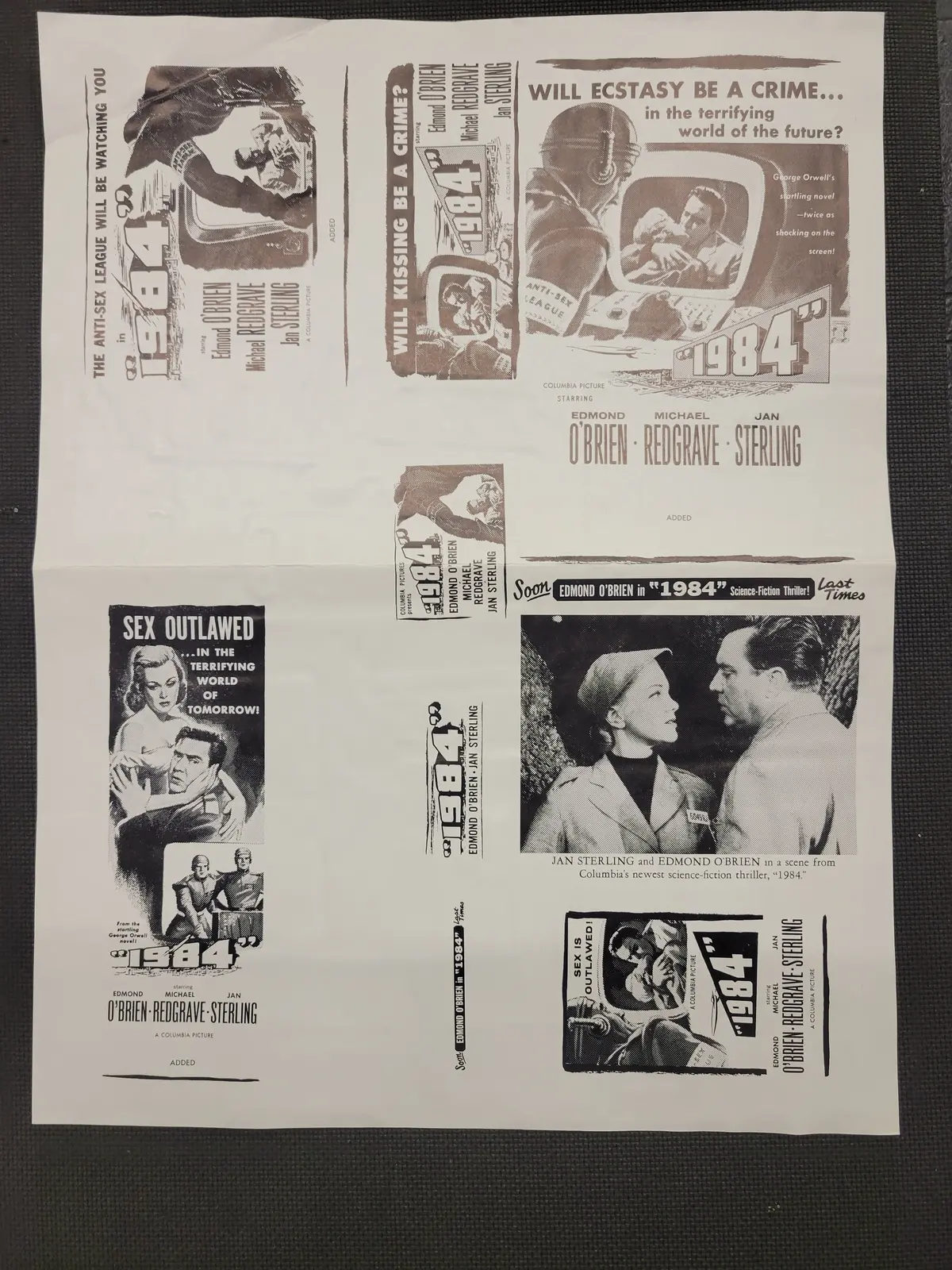 "1984" Original Movie Ad Mat Mold And Ad Clip Art Print 1