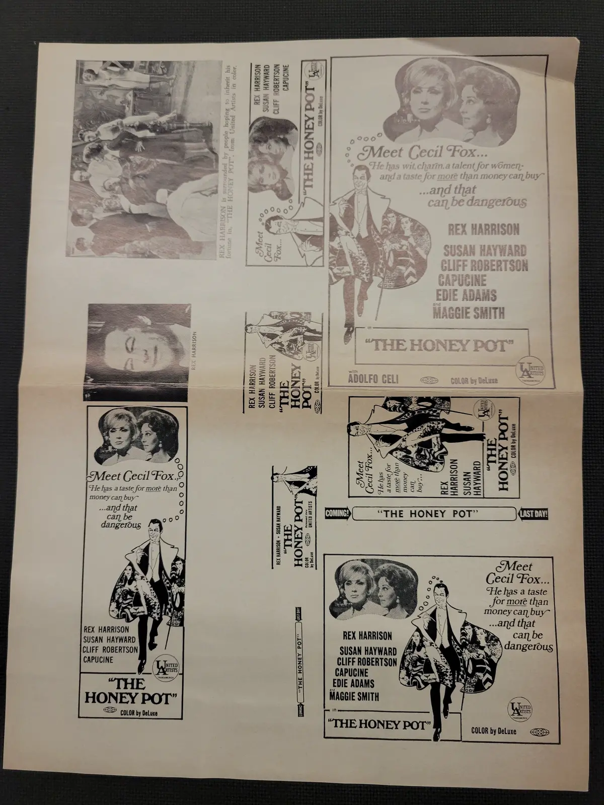"The Honey Pot" Original Movie Ad Mat Mold And Ad Clip Art Print 1