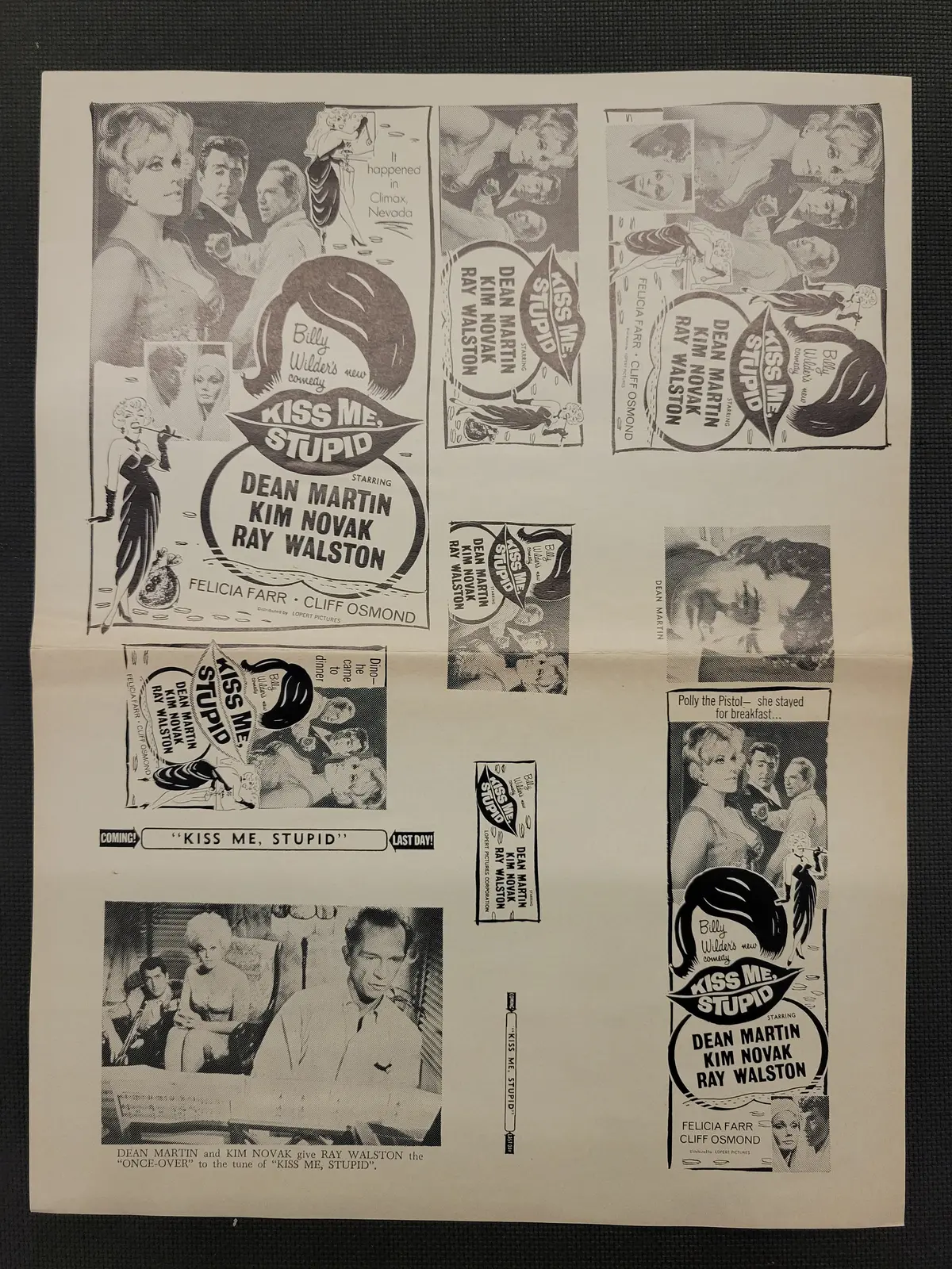 "Kiss Me, Stupid" Original Movie Ad Mat Mold And Ad Clip Art Print 1