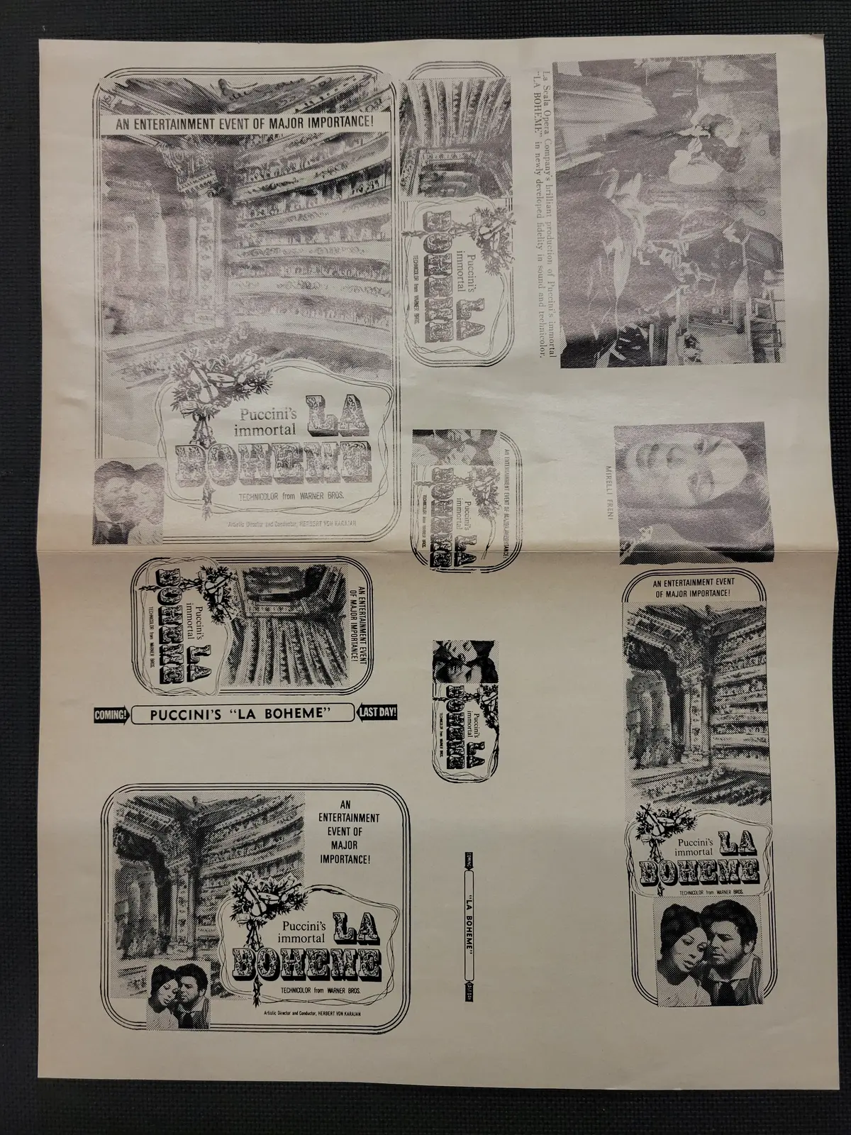 "La Boheme" Original Movie Ad Mat Mold And Ad Clip Art Print 1