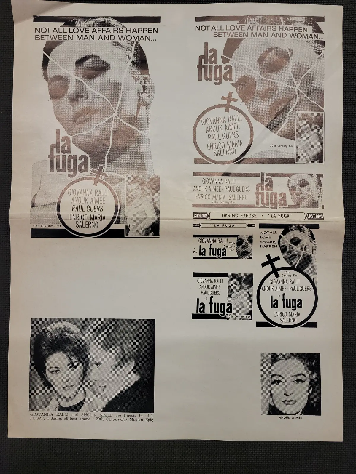 "La Fuga" Original Movie Ad Mat Mold And Ad Clip Art Print 1