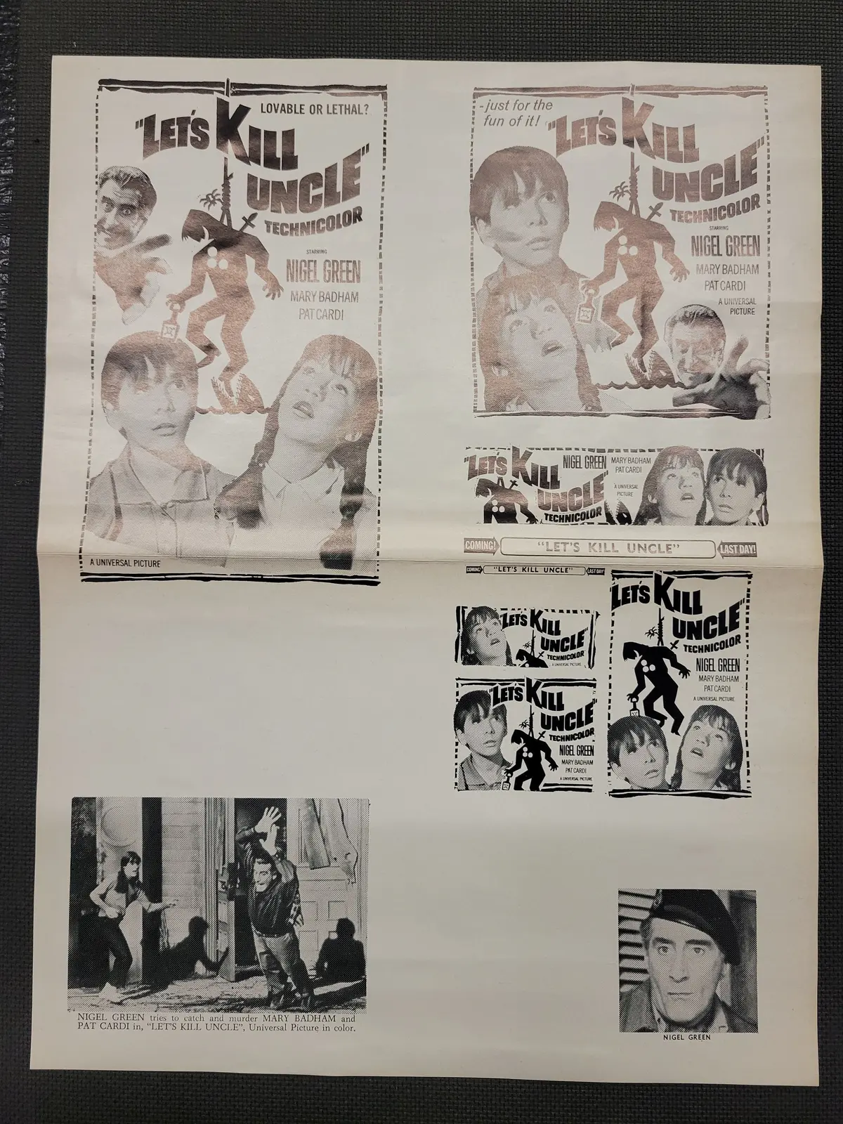 "Let's Kill Uncle" Original Movie Ad Mat Mold And Ad Clip Art Print 1