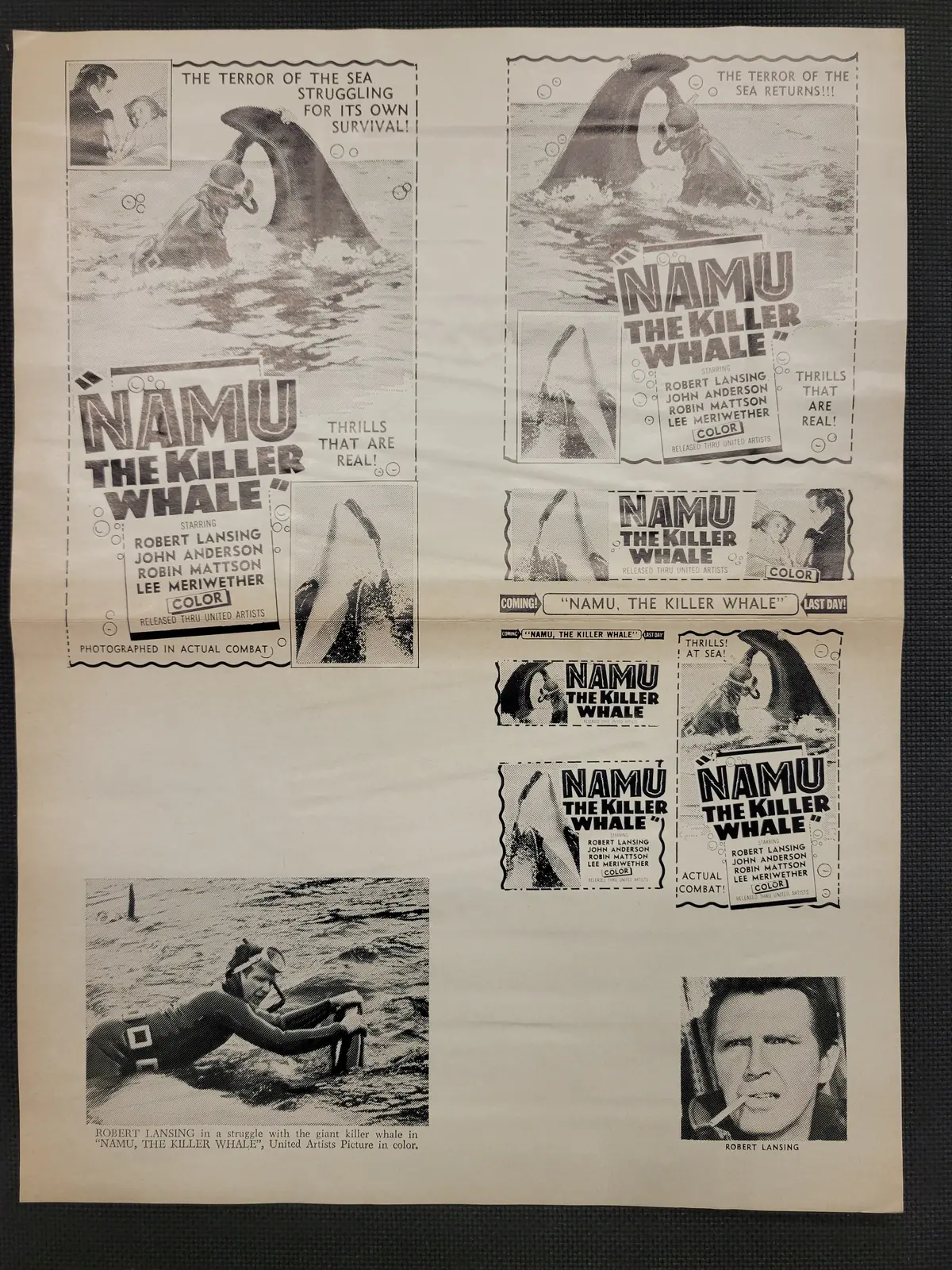 "Namu The Killer Whale" Original Movie Ad Clip Art Print 1