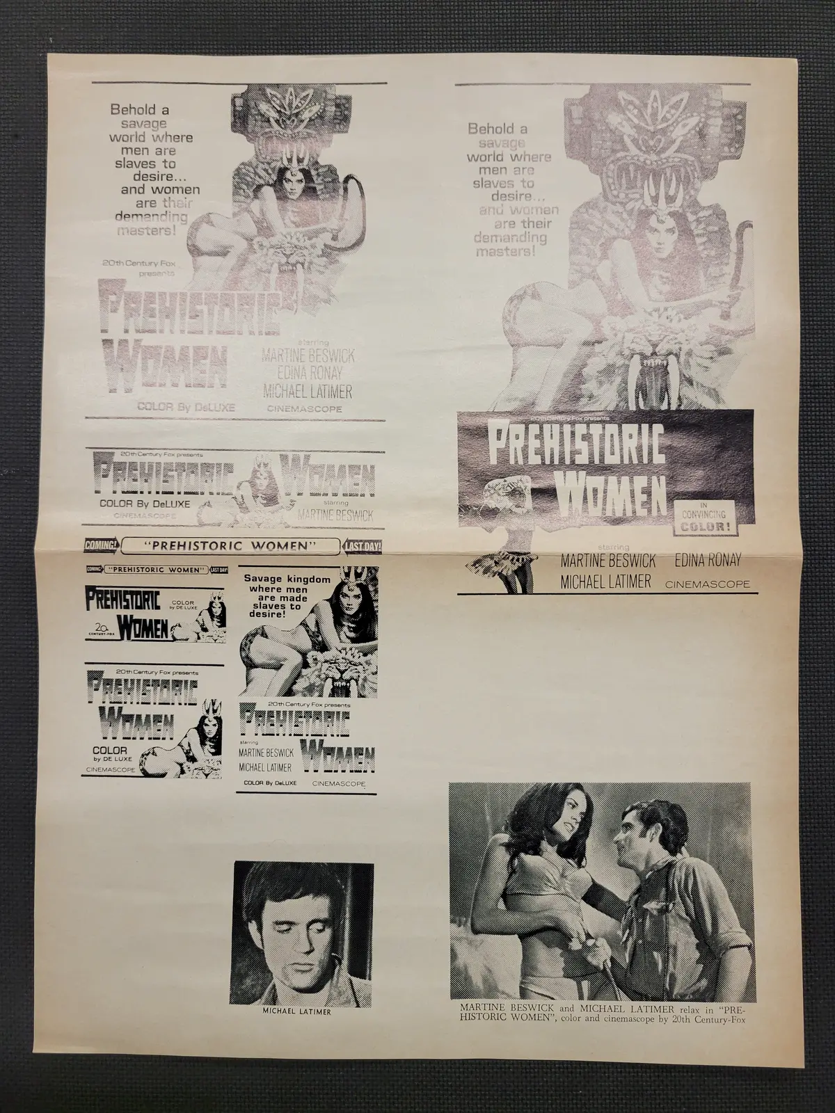 "Prehistoric Women" Original Movie Ad Mat Mold And Ad Clip Art Print 1