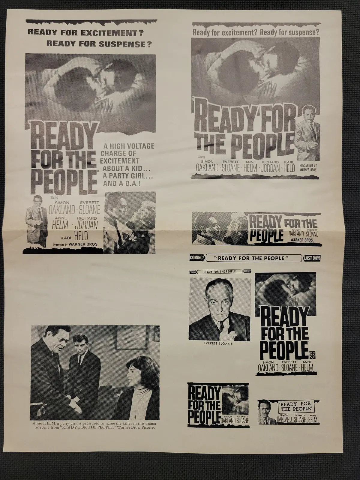 "Ready For The People" Original Movie Ad Mat Mold And Ad Clip Art Print 1