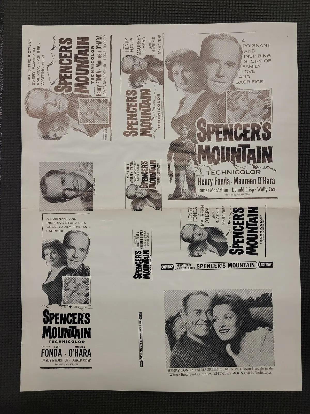 "Spencer's Mountain" Original Movie Ad Mat Mold And Ad Clip Art Print 1