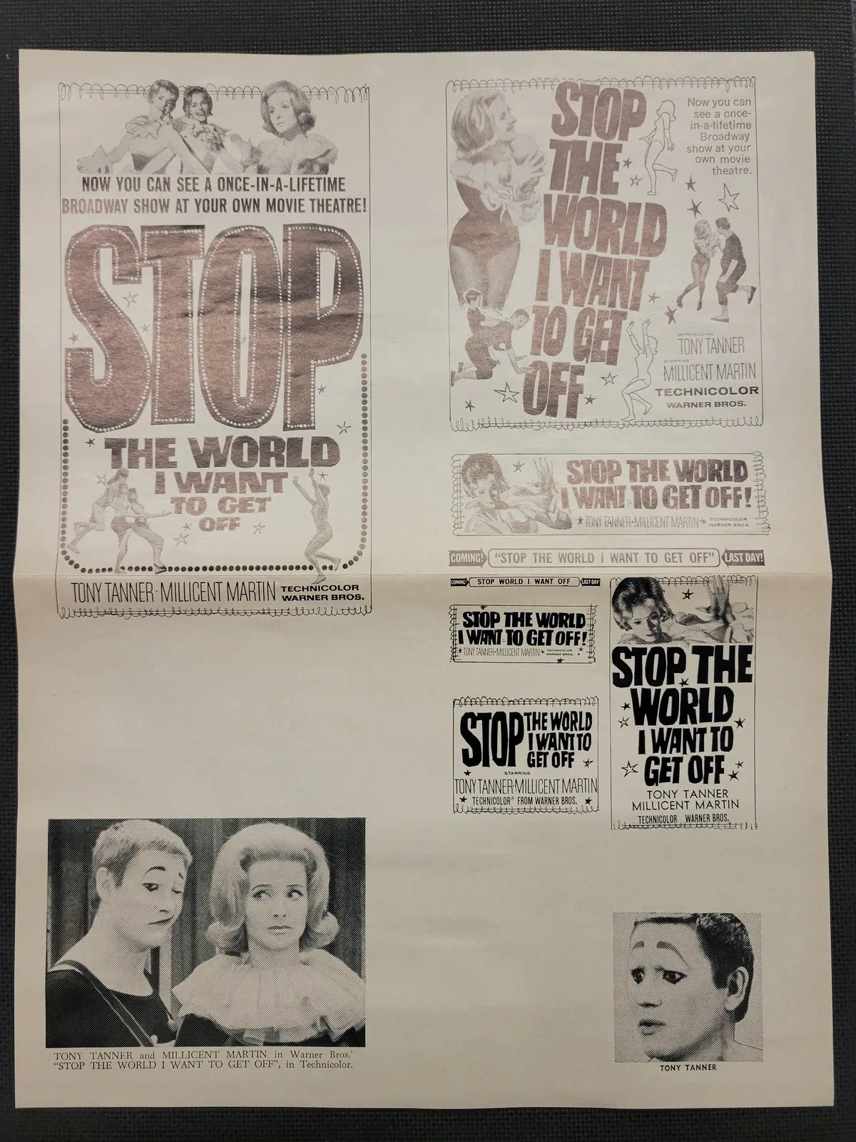 "Stop The World I Want To Get Off" Original Movie Ad Mat Mold And Ad Clip Art Print 1