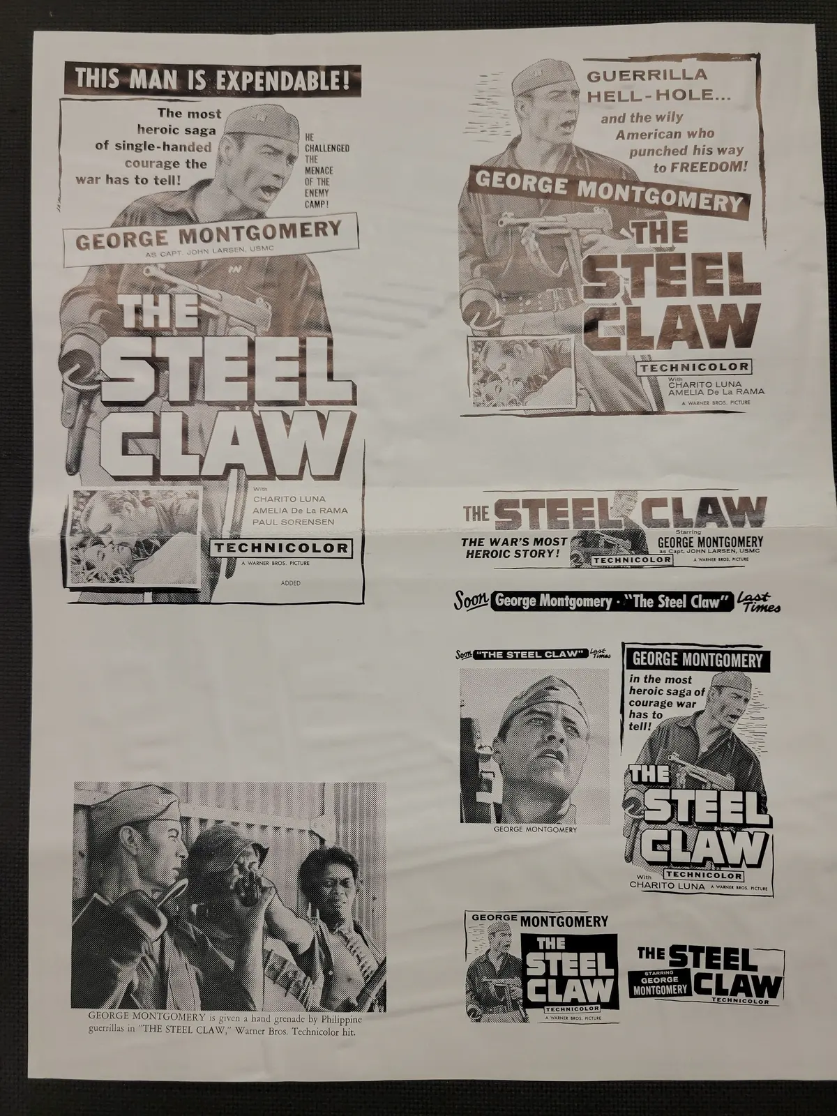 "The Steel Claw" Original Movie Ad Clip Art Print 1