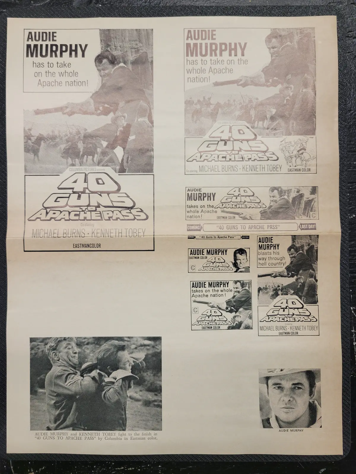 "40 Guns To Apache Pass" Original Movie Ad Clip Art Print 1
