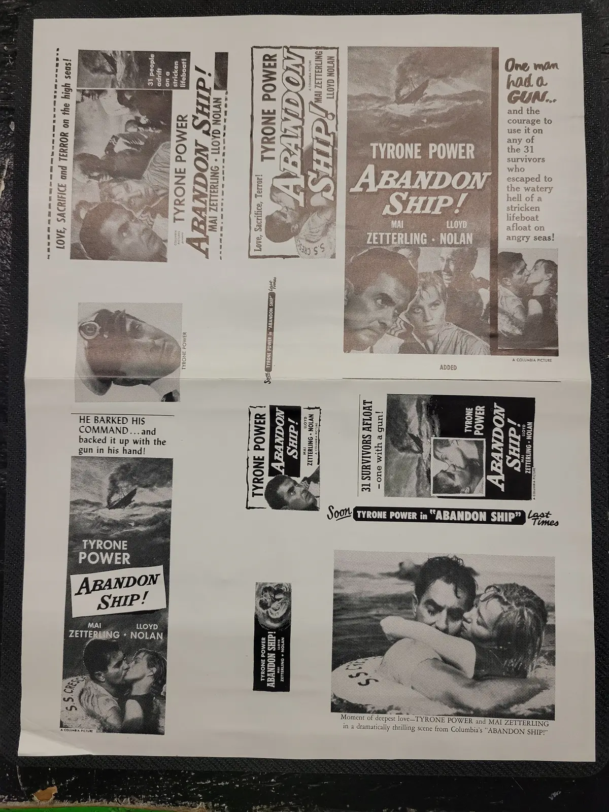 "Abandon Ship! (Seven Days From Now)" Original Movie Ad Mat Mold And Ad Clip Art Print 1