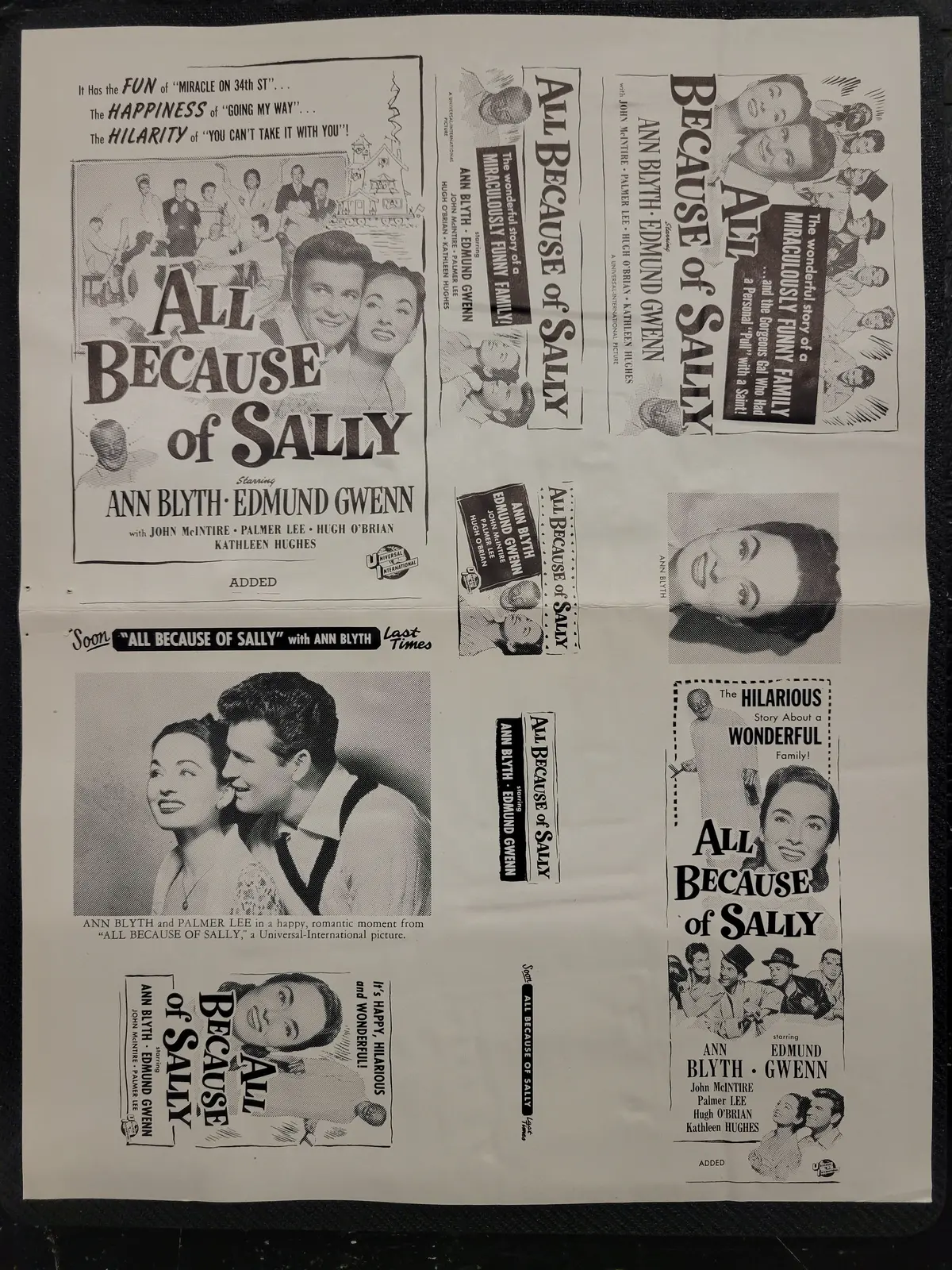 "All Because Of Sally (Sally And Saint Anne)" Original Movie Ad Mat Mold And Ad Clip Art Print 1