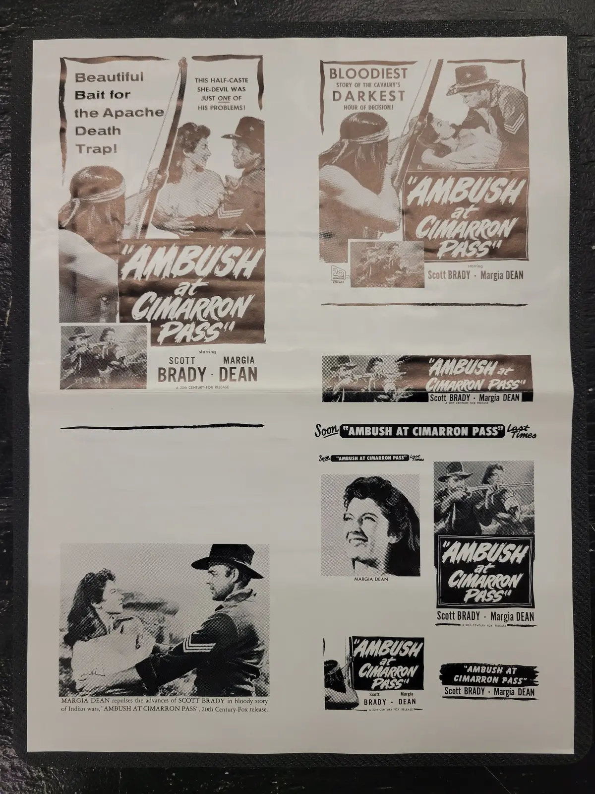 "Ambush At Cimarron Pass" Original Movie Ad Mat Mold And Ad Clip Art Print 1