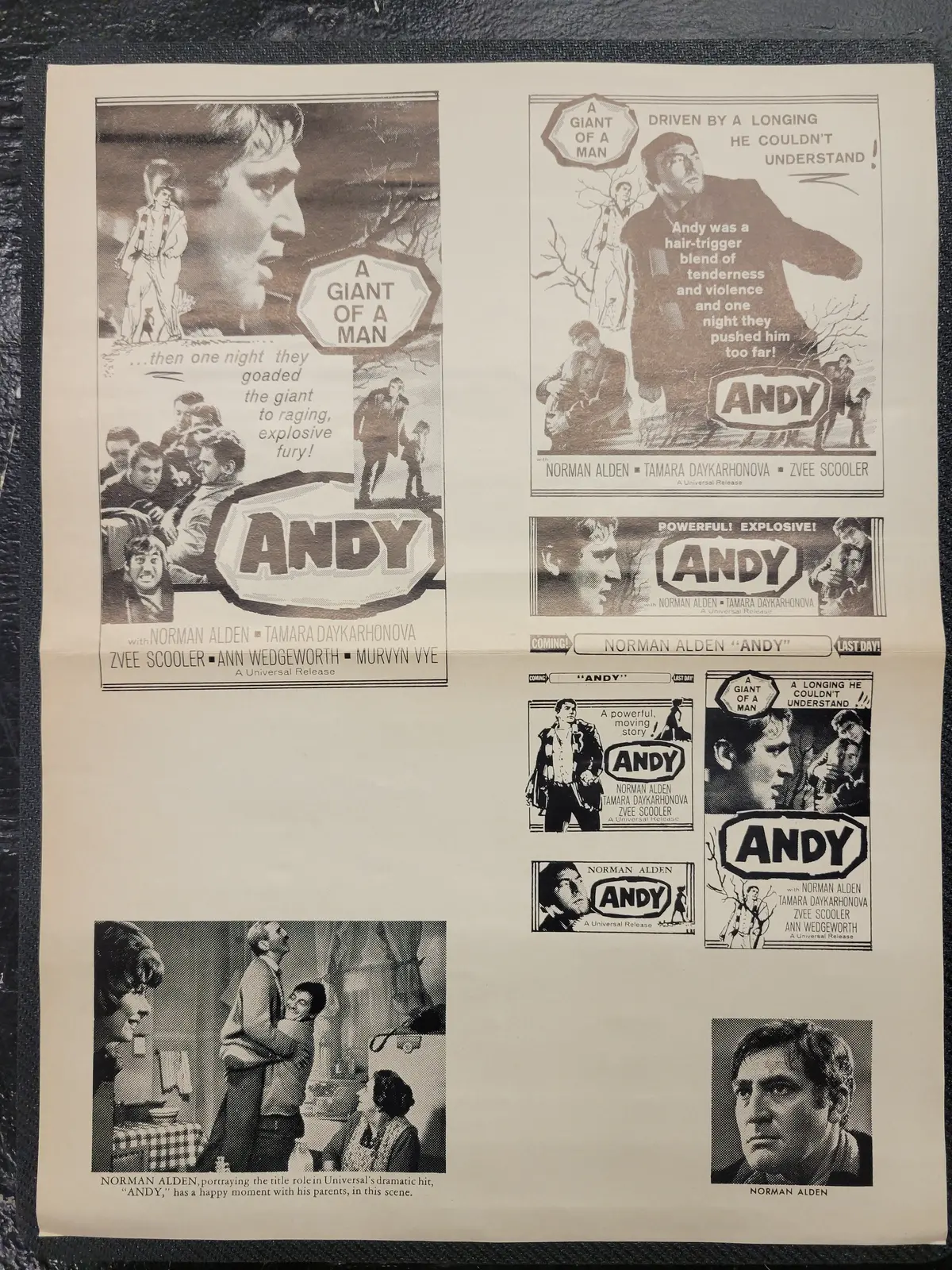 "Andy" Original Movie Ad Mat Mold And Ad Clip Art Print 1
