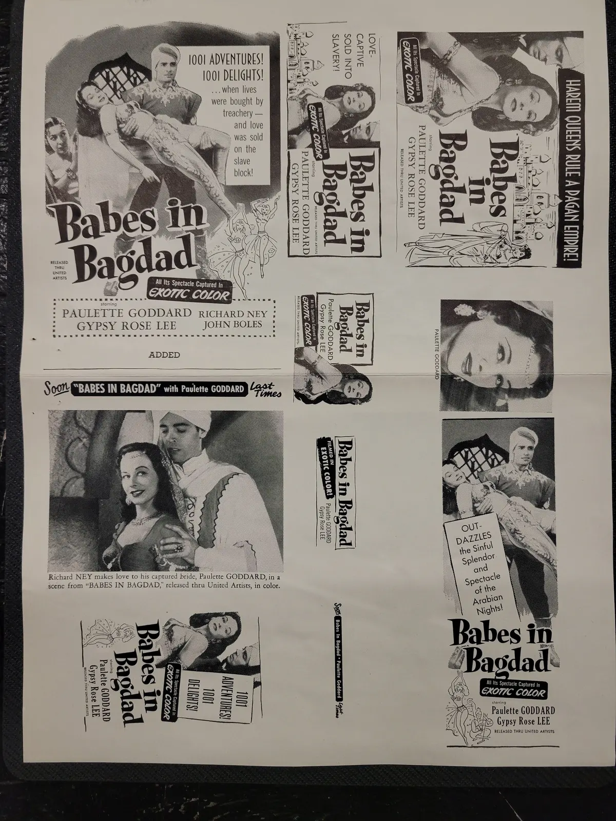 "Babes In Bagdad" Original Movie Ad Mat Mold And Ad Clip Art Print 1