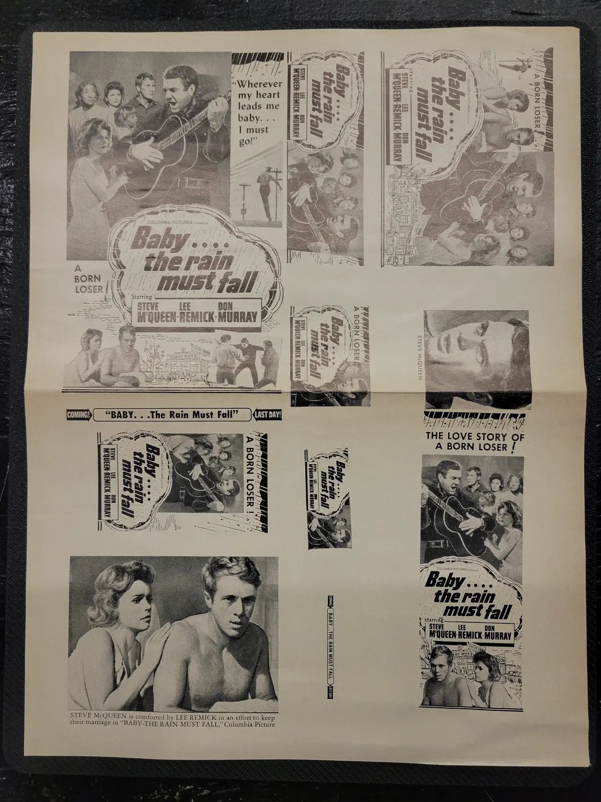 "Baby... The Rain Must Fall" Original Movie Ad Mat Mold And Ad Clip Art Print 1