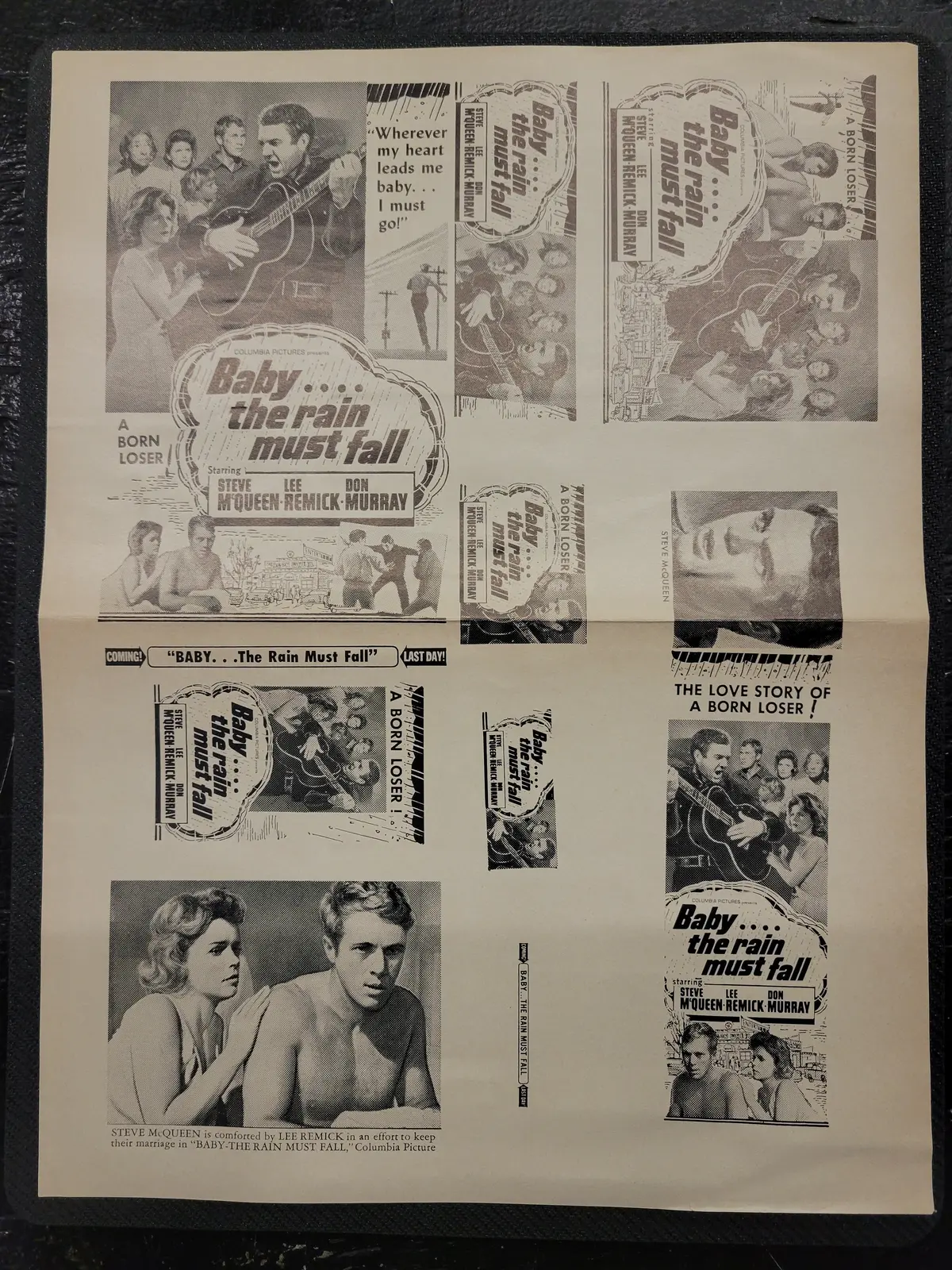 "Baby... The Rain Must Fall" Original Movie Ad Clip Art Print 1