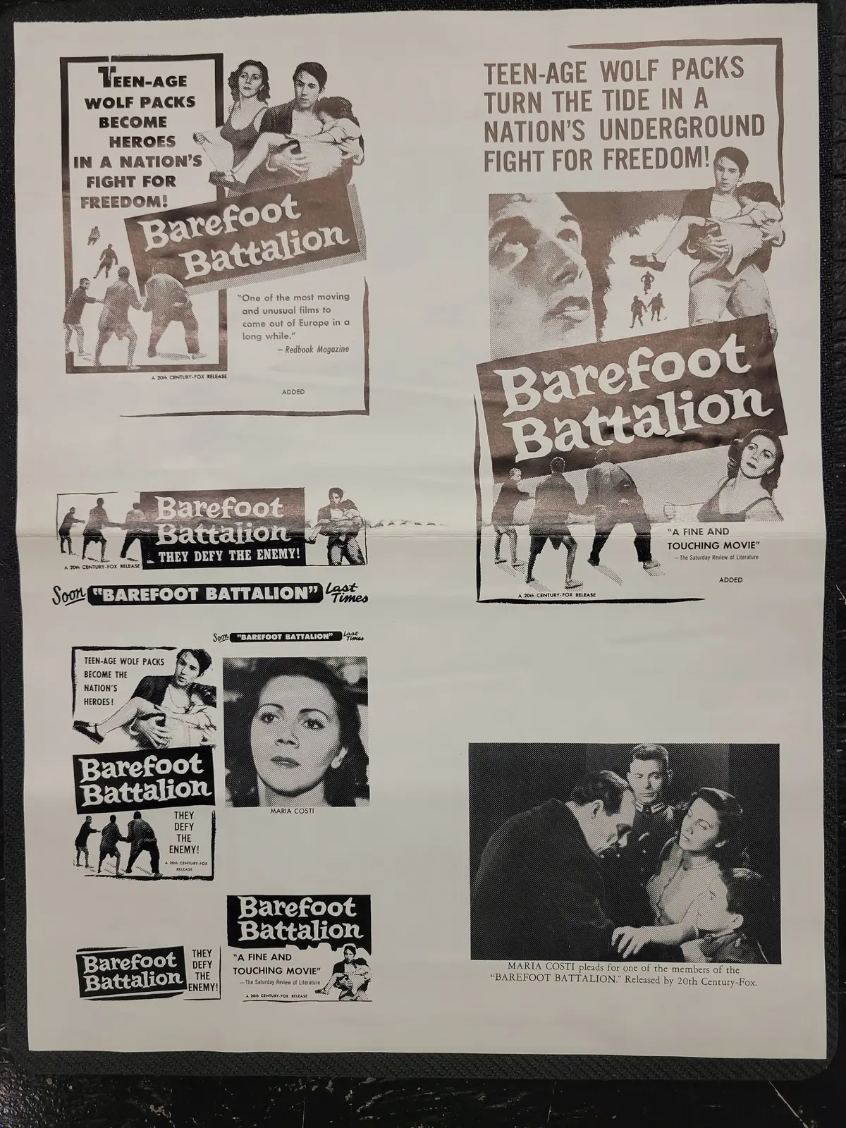 "The Barefoot Battalion" Original Movie Ad Mat Mold And Ad Clip Art Print 1