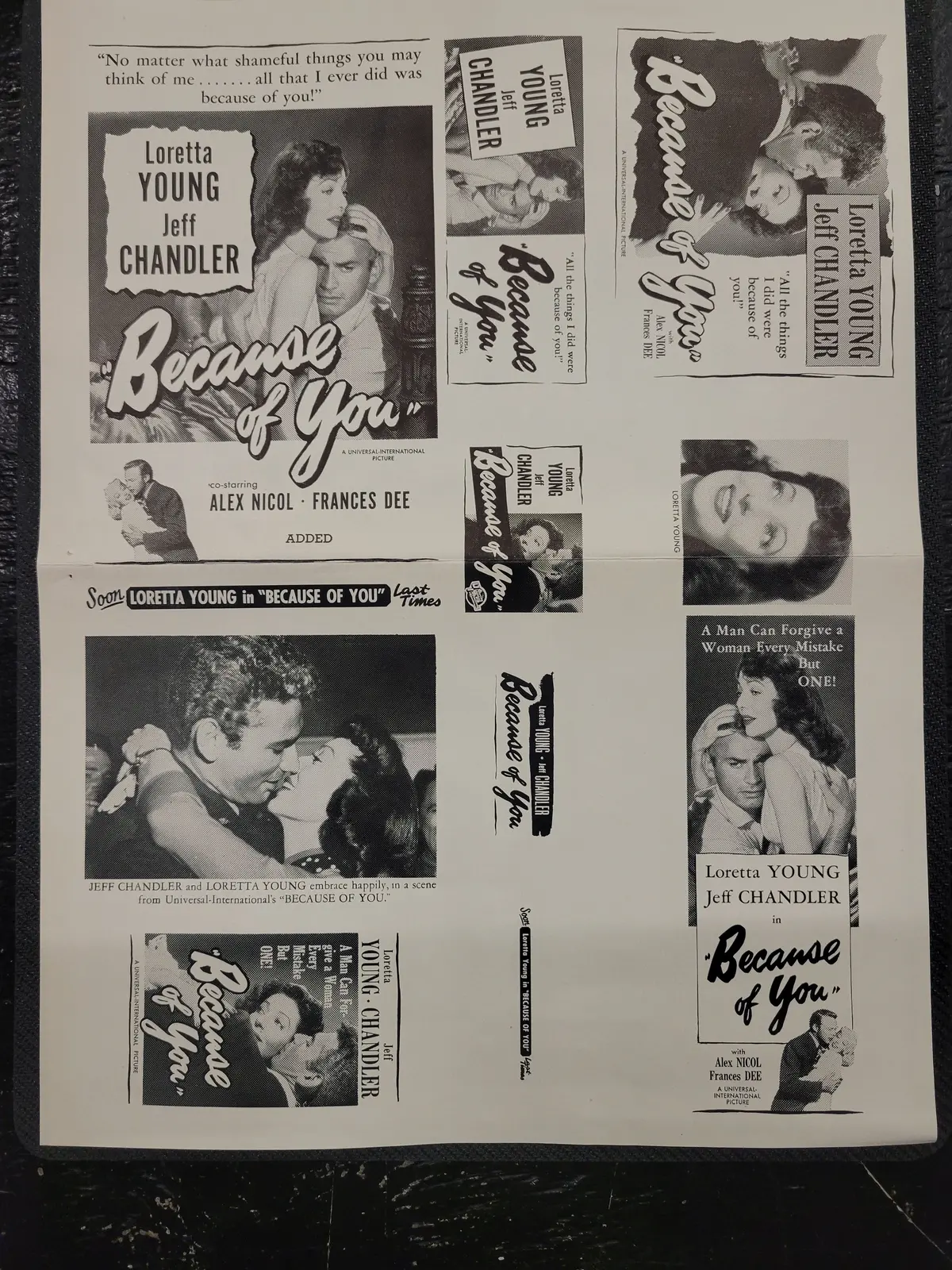 "Because Of You" Original Movie Ad Mat Mold And Ad Clip Art Print 1