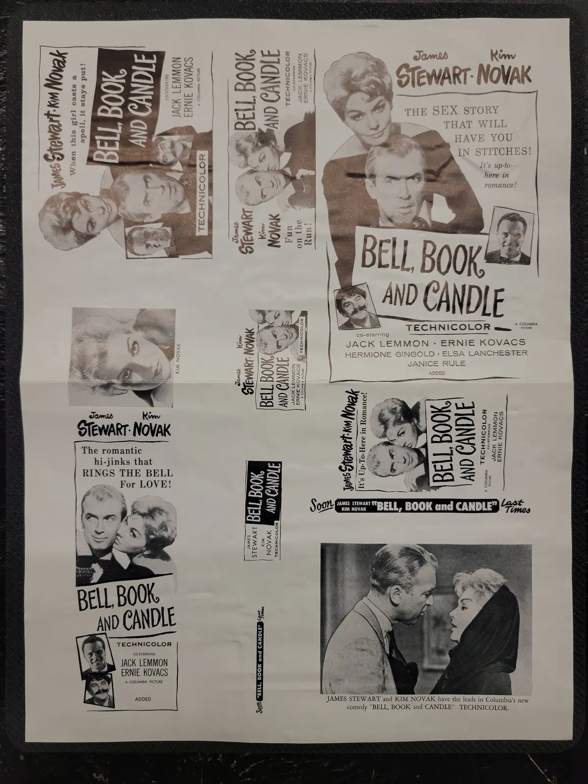 "Bell, Book, And Candle" Original Movie Ad Mat Mold And Ad Clip Art Print 1
