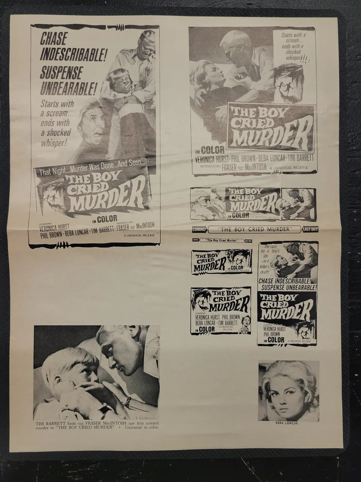 "The Boy Cried Murder" Original Movie Ad Mat Mold And Ad Clip Art Print 1