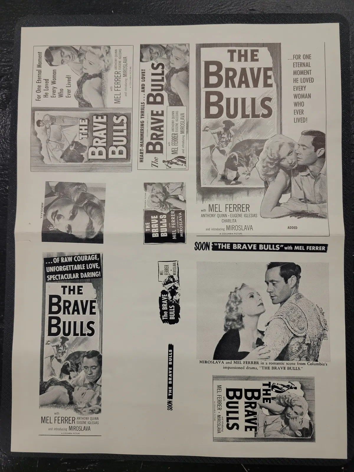 "The Brave Bulls" Original Movie Ad Mat Mold And Ad Clip Art Print 1