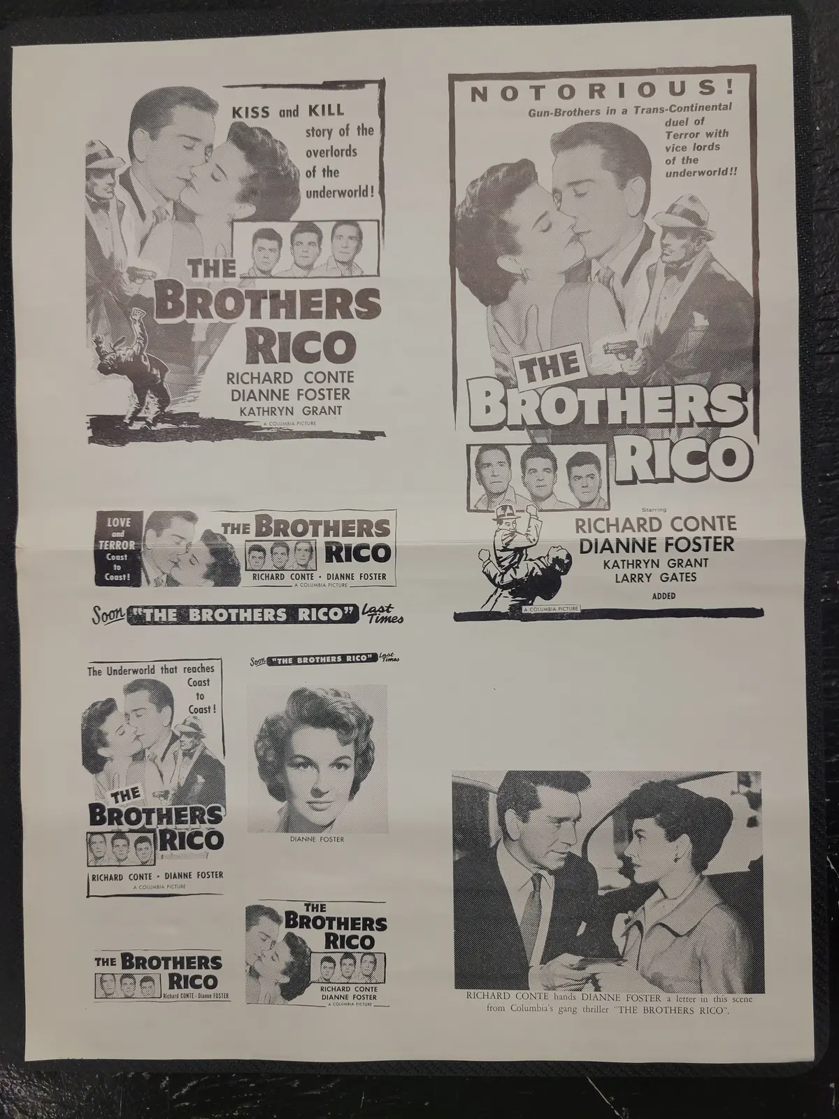 "The Brothers Rico" Original Movie Ad Mat Mold And Ad Clip Art Print 1