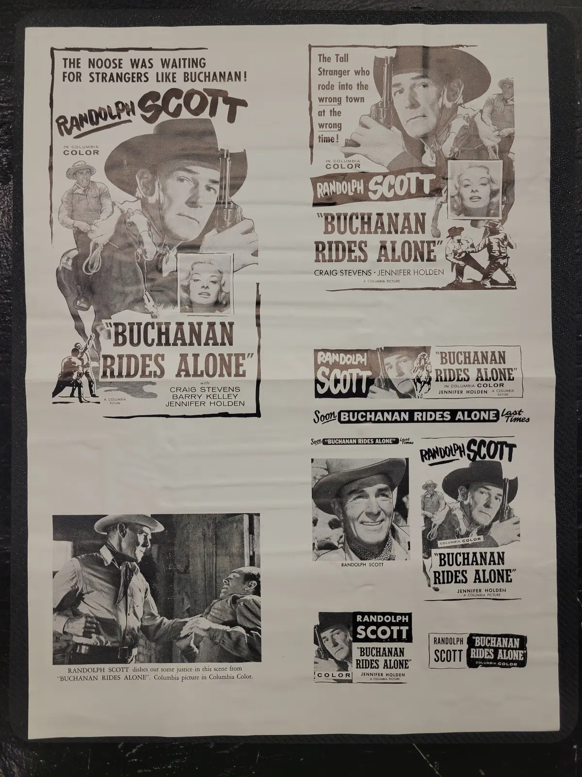 "Buchanan Rides Alone" Original Movie Ad Mat Mold And Ad Clip Art Print 1