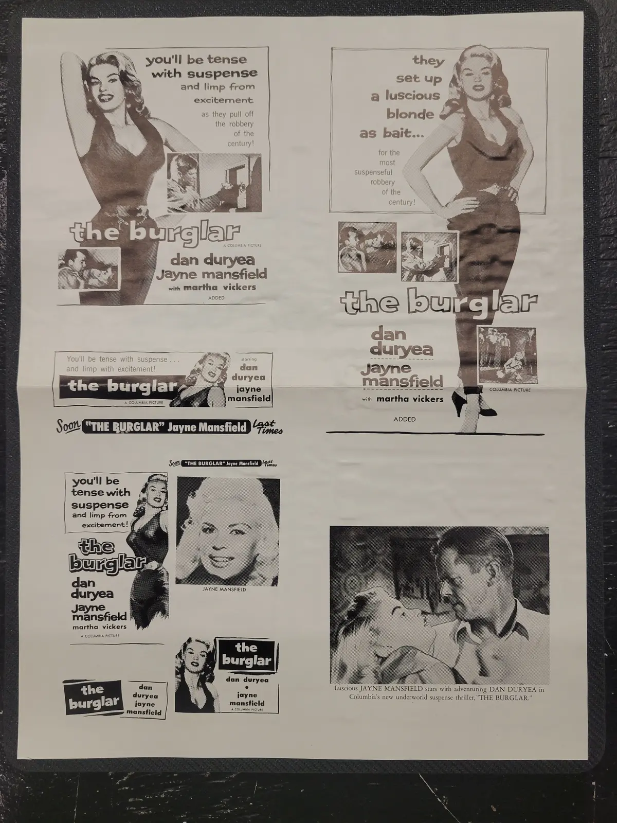 "The Burglar" Original Movie Ad Mat Mold And Ad Clip Art Print 1