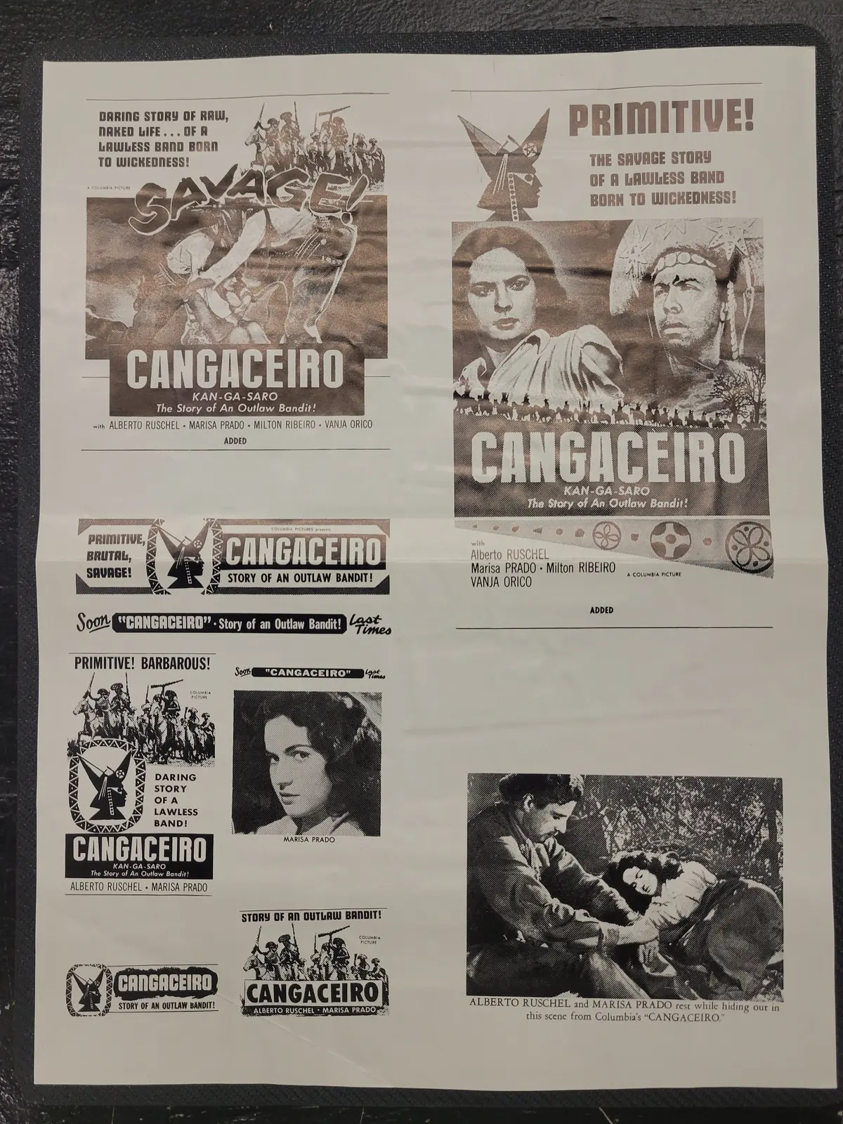 "Cangaceiro (The Bandit)" Original Movie Ad Mat Mold And Ad Clip Art Print 1