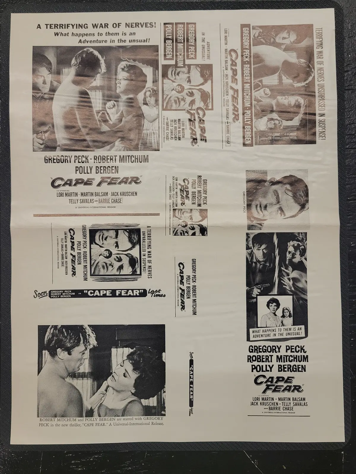 "Cape Fear" Original Movie Ad Mat Mold And Ad Clip Art Print 1