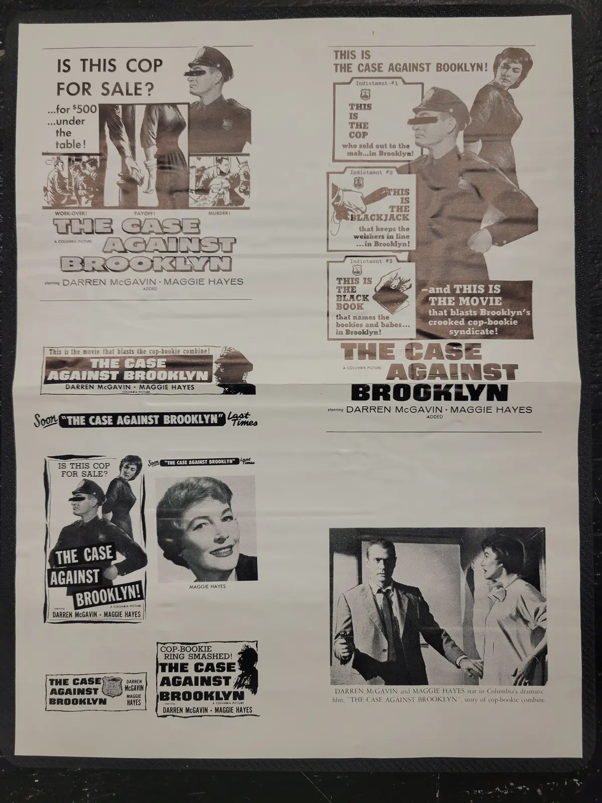 "The Case Against Brooklyn" Original Movie Ad Mat Mold And Ad Clip Art Print 1