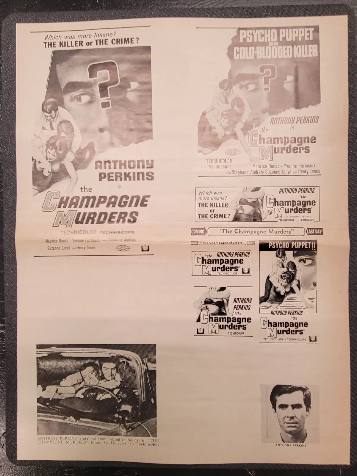 "Champagne Murders" Original Movie Ad Mat Mold And Ad Clip Art Print 1