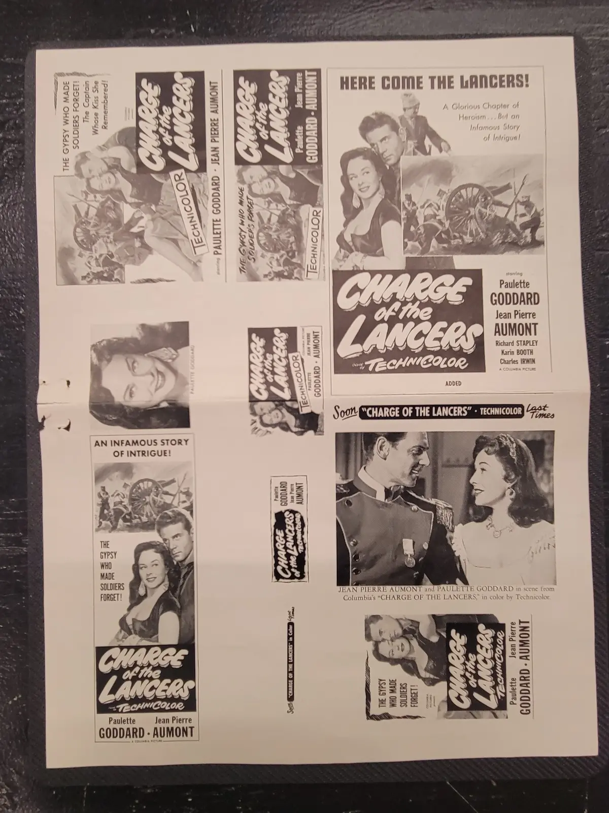 "Charge Of The Lancers" Original Movie Ad Mat Mold And Ad Clip Art Print 1