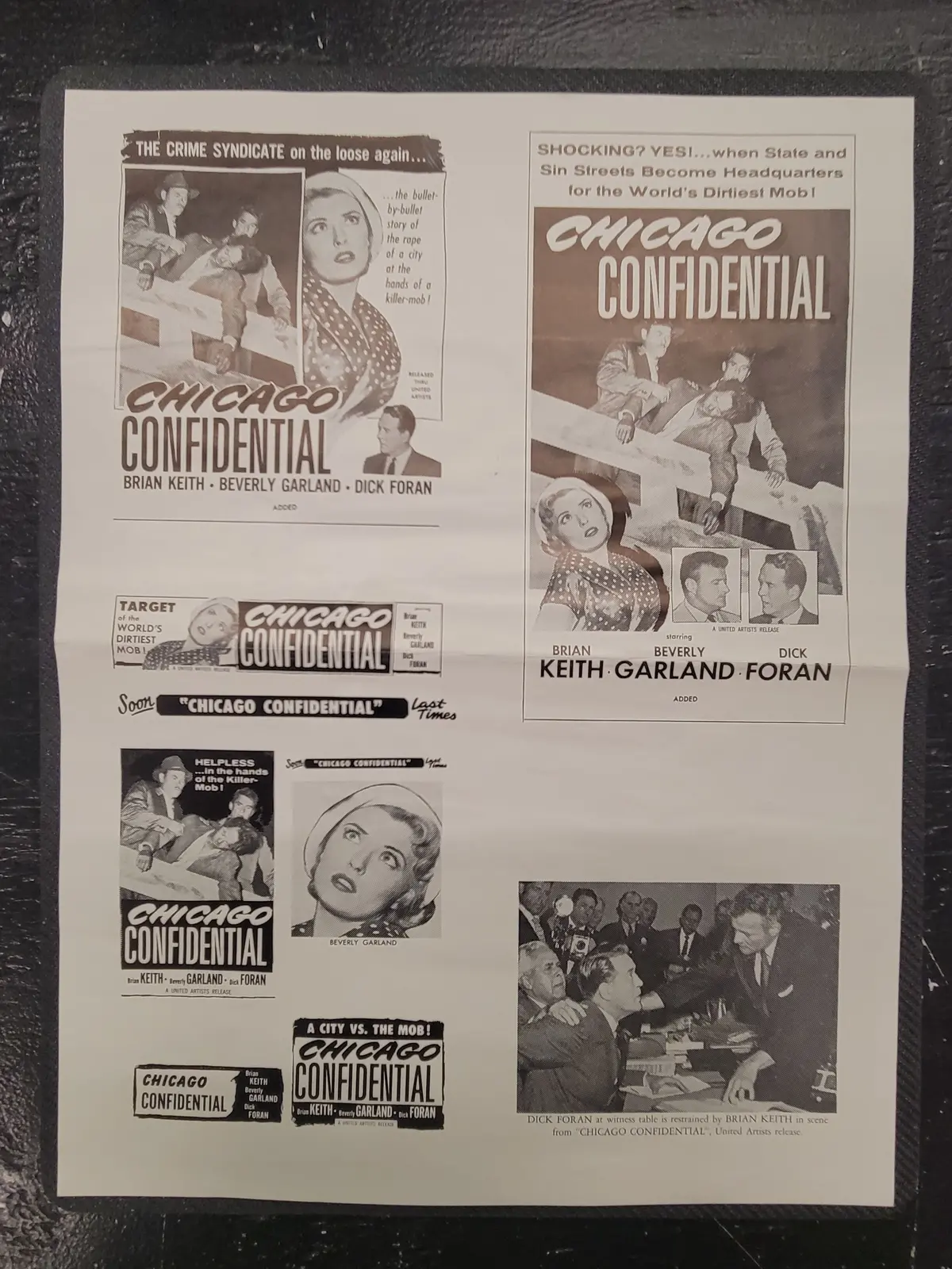 "Chicago Confidential" Original Movie Ad Mat Mold And Ad Clip Art Print 1