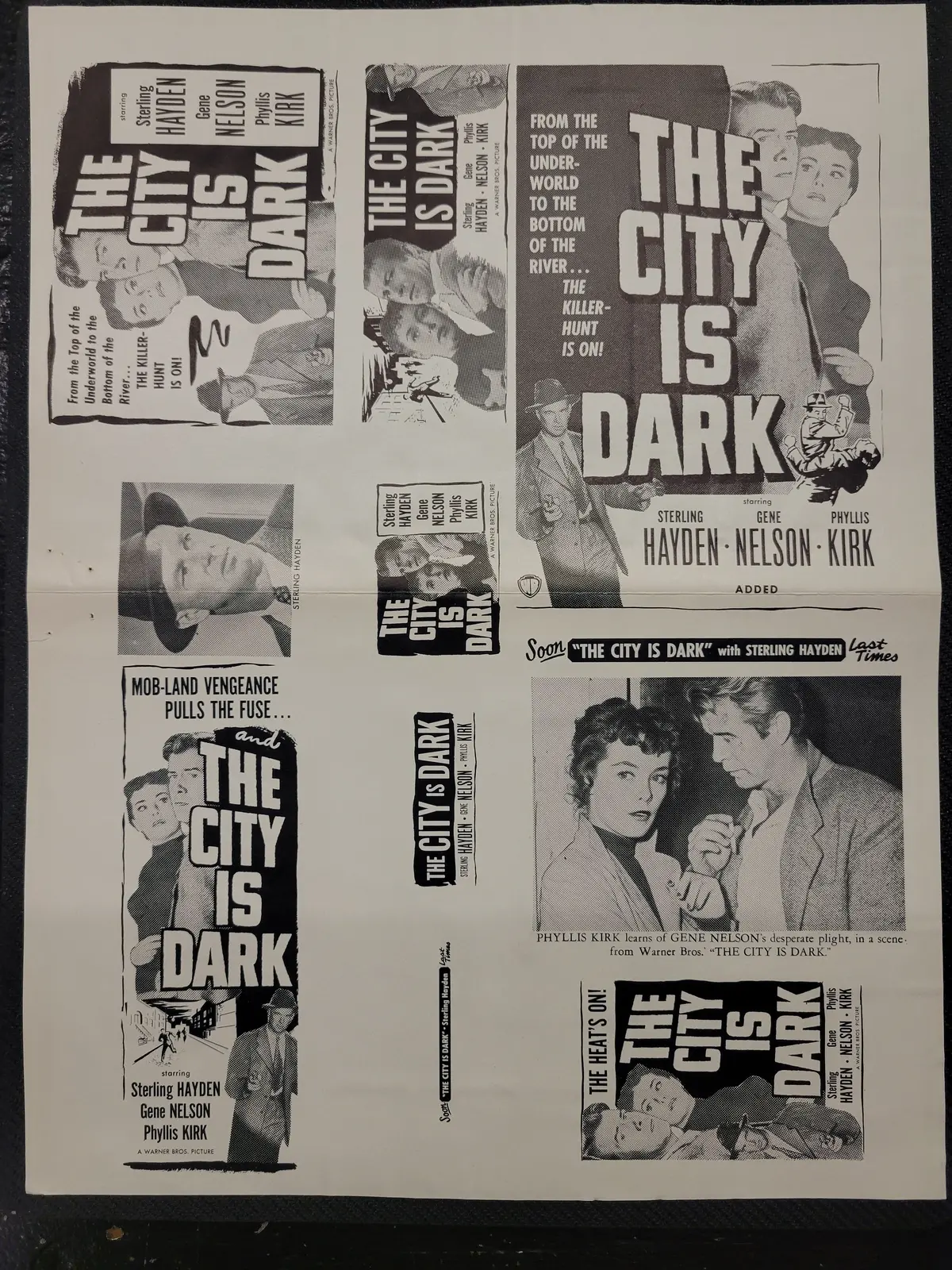 "The City Is Dark (Crime Wave)" Original Movie Ad Mat Mold And Ad Clip Art Print 1