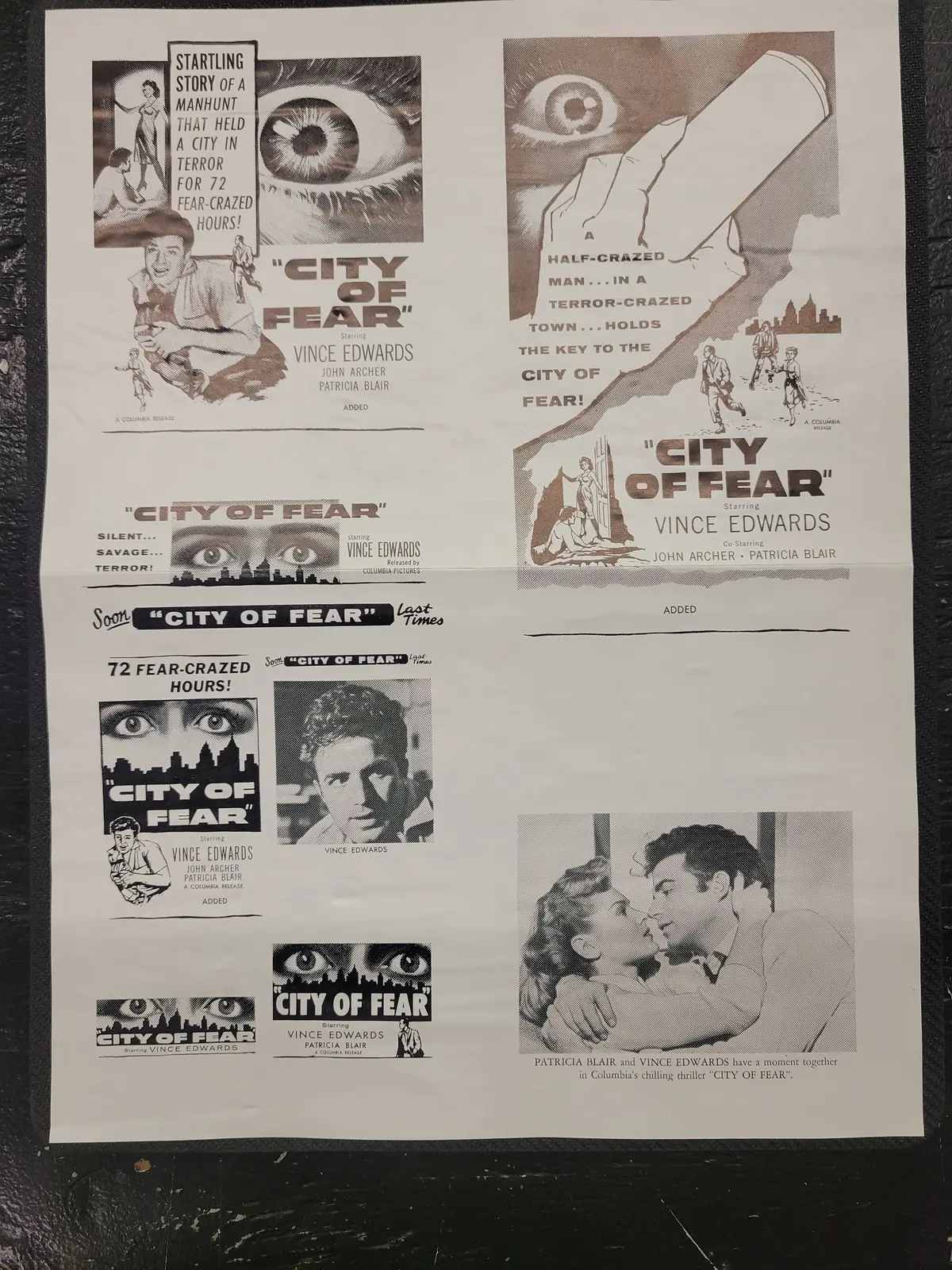 "City Of Fear (1959)" Original Movie Ad Mat Mold And Ad Clip Art Print 1