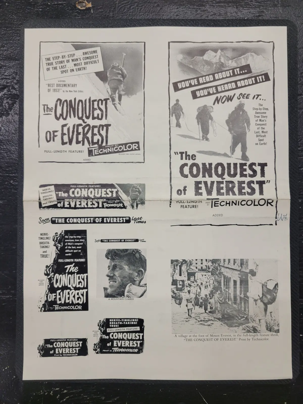 "The Conquest Of Everest" Original Movie Ad Mat Mold And Ad Clip Art Print 1